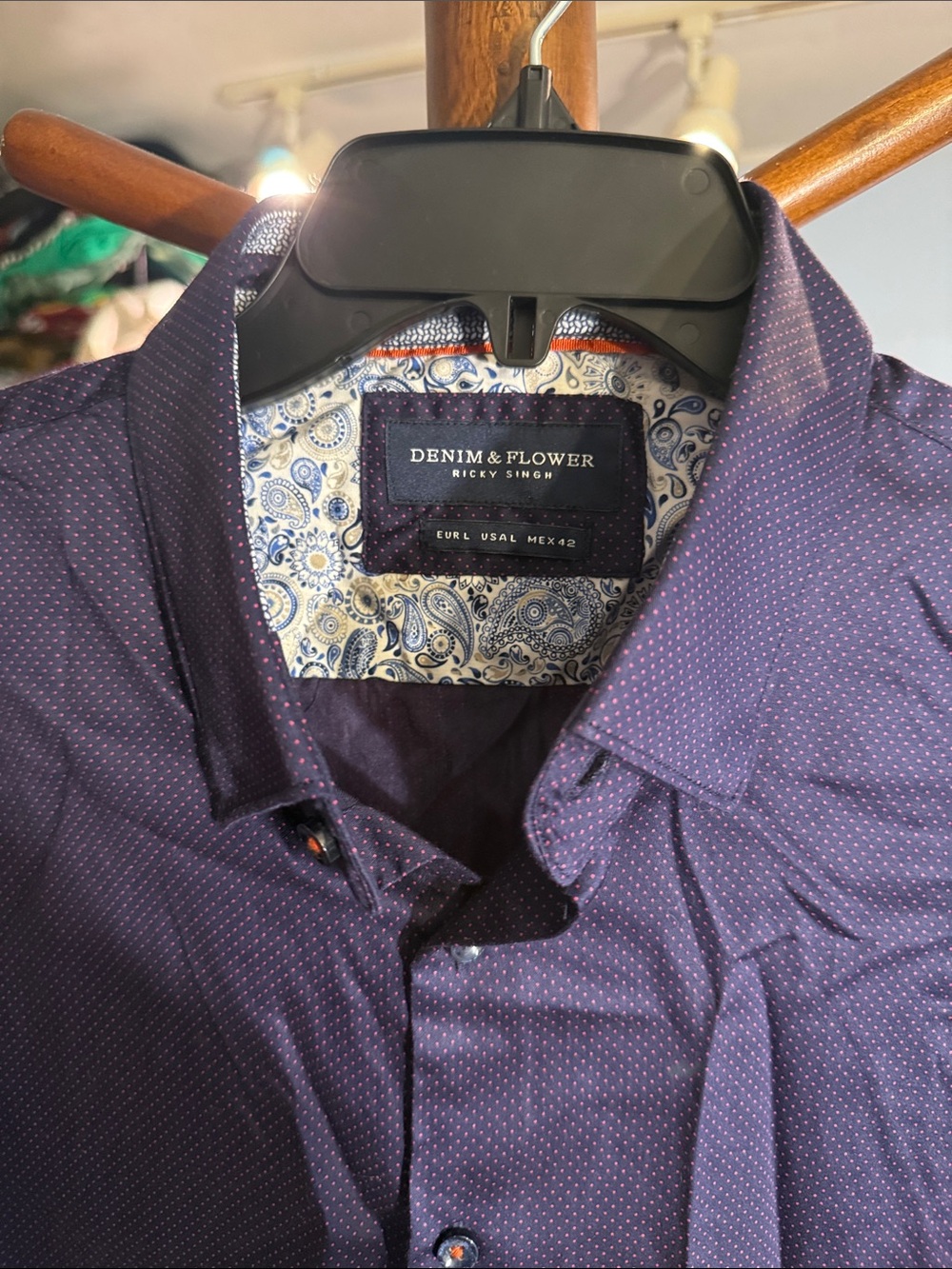 Denim & Flower Purple Dress Shirt with Contrast Cuffs
